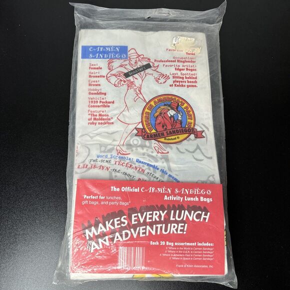 Frank & Klein Associates Inc Handbags - The Official Carmen SanDiego Activity Lunch Bags NOS